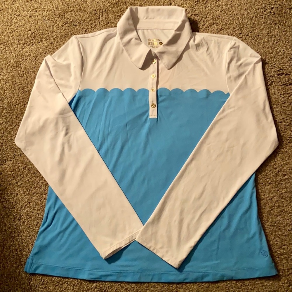 Lilly Pulitzer White and Blue Long Sleeve Top